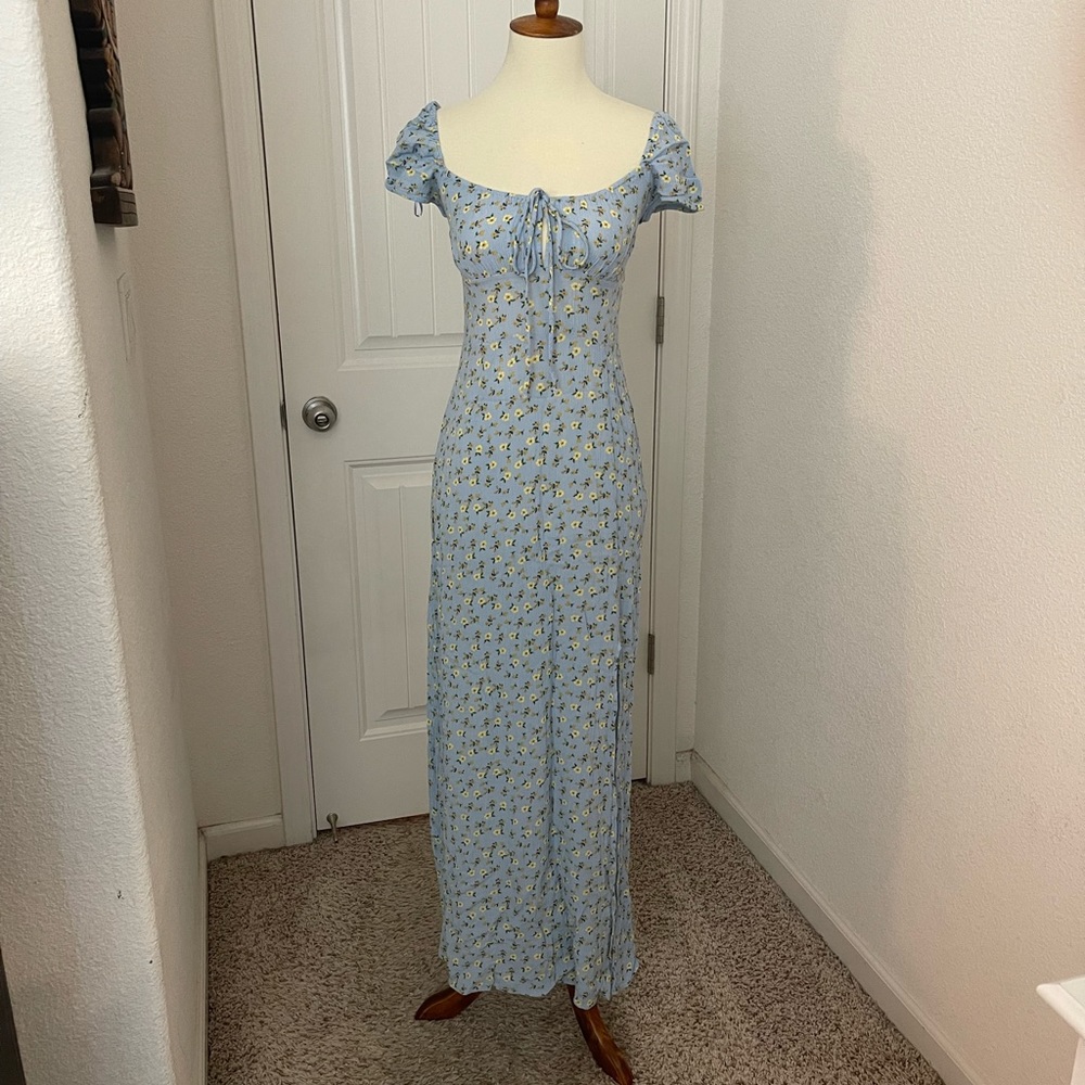 Light blue and yellow maxi dress